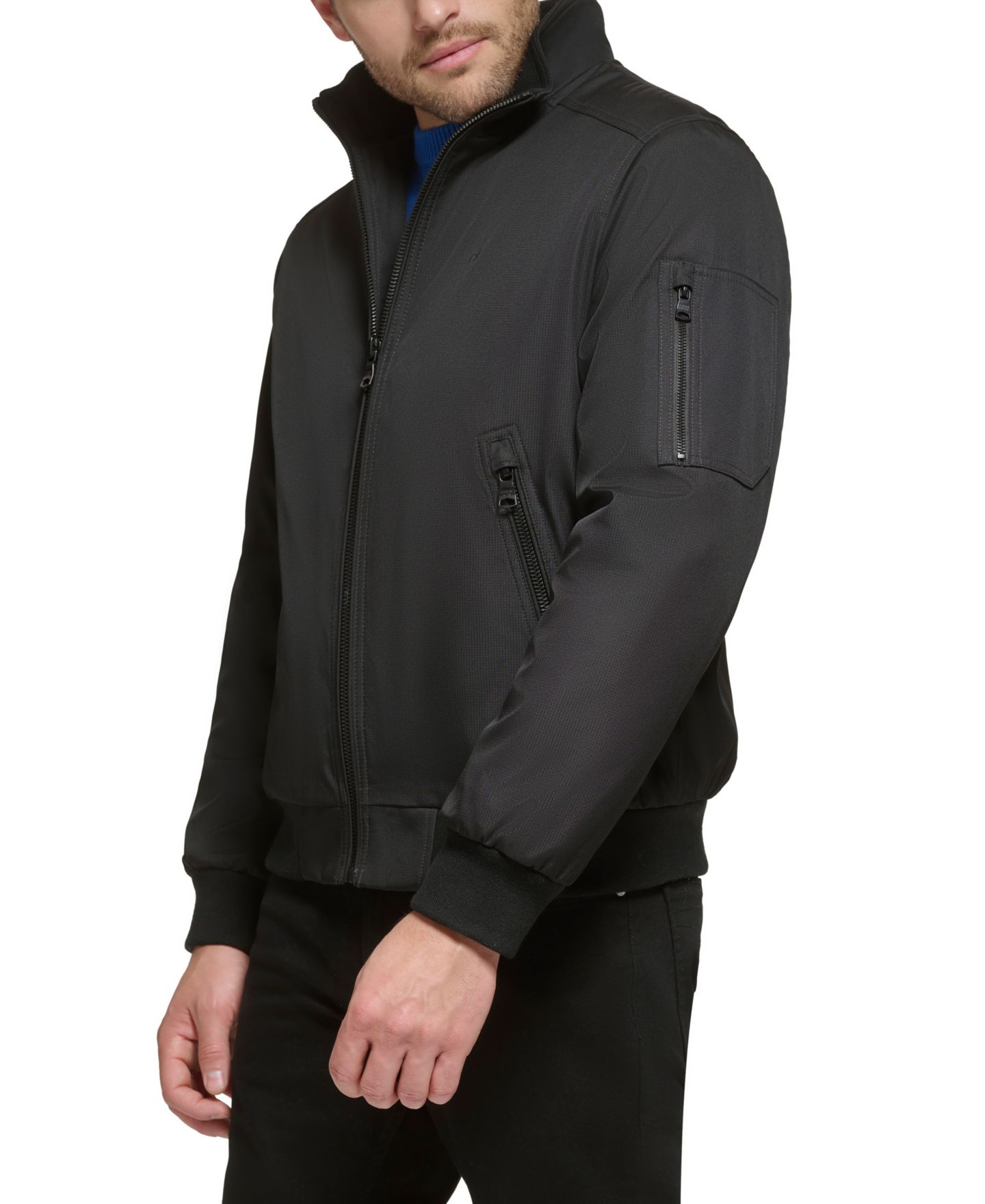 Мужская куртка Calvin Klein Classic Zip-Front Ripstop Bomber, цвет: Чёрный — фото 3