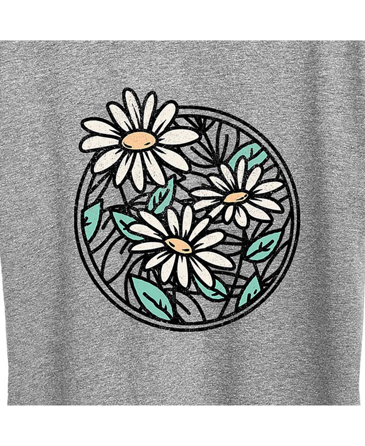 Hybrid Apparel Wildflower Circle Plus Size Graphic T-shirt In Birch
