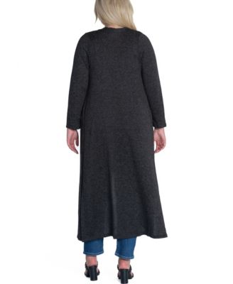 Plus Size Long Duster Open Front Knit Cardigan Sweater