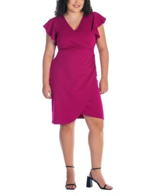 Plus Size V-neck Knee Length Dress