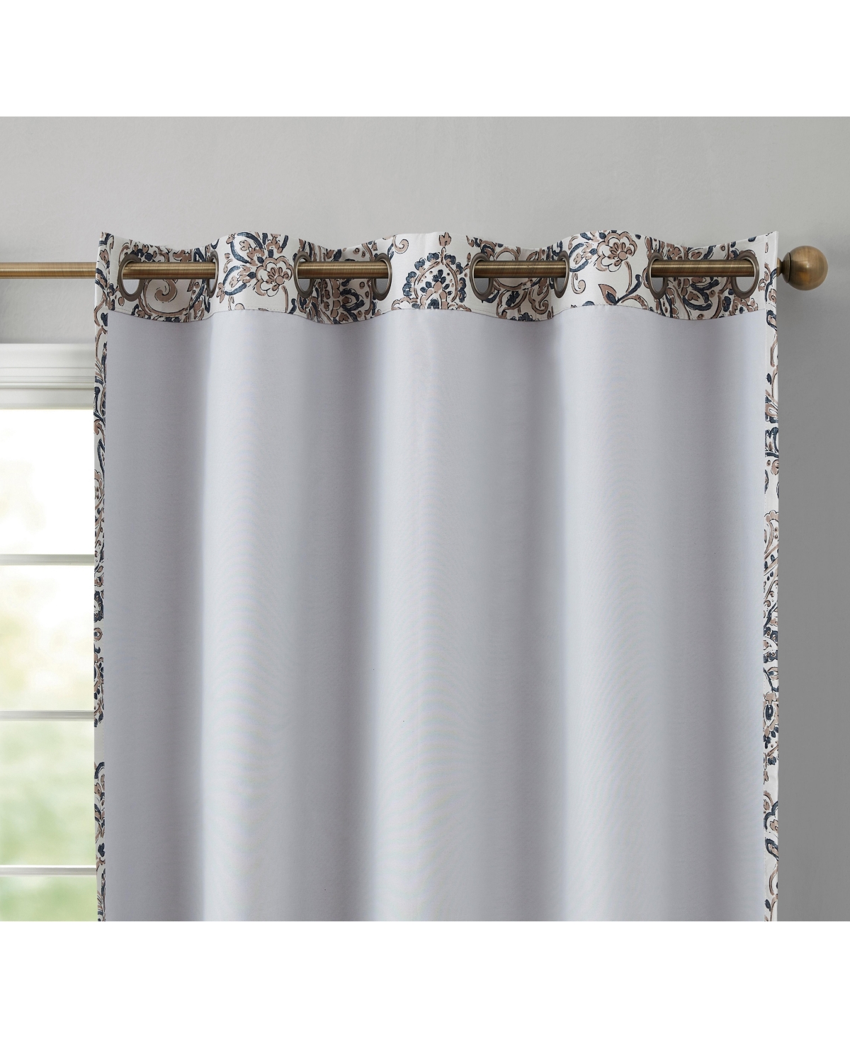 Hlc.me Amalfi Paisley Faux Silk 100% Blackout Room Darkening Thermal Lined Curtain Grommet Panels for Bedroom - Energy Efficient, Complete Darkness, N