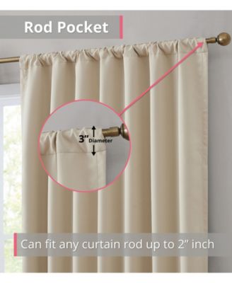 Hamilton 100% Complete Blackout Lined Drapery with Heavy Double Layer Thermal Insulated Energy Smart Rod Pocket Back Tab Window Curtains for Bedroom & Living Room, 2 Panels