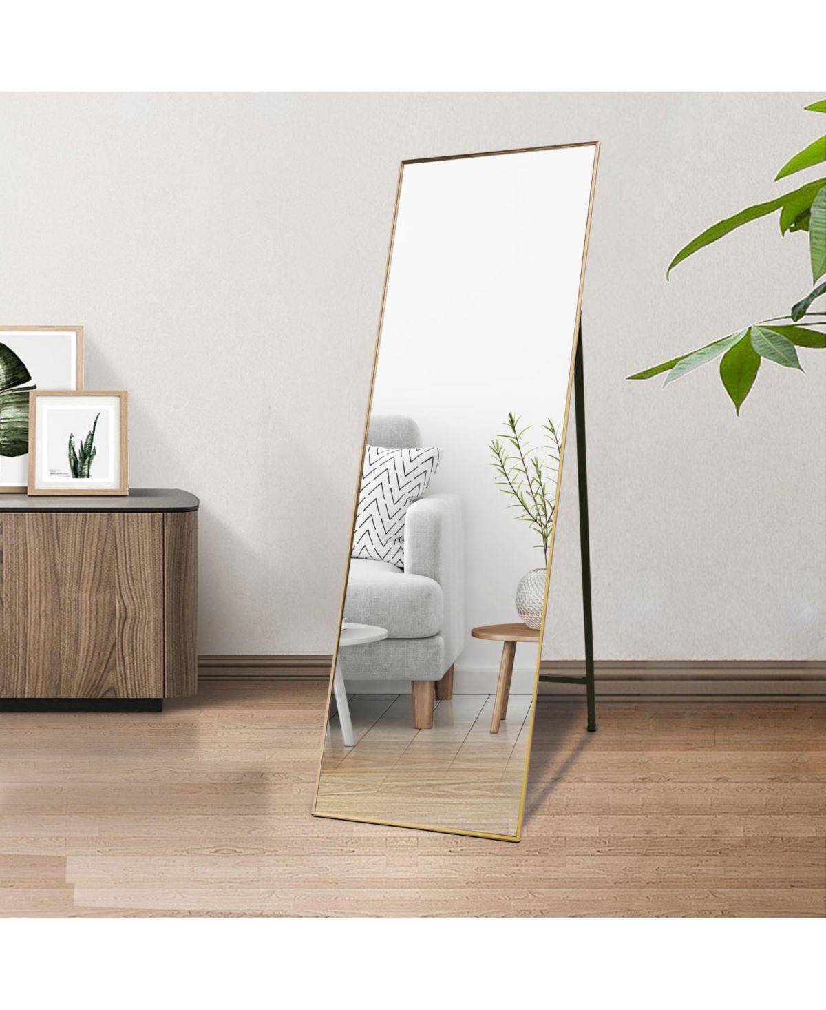 Full Length Mirror Standing 65"X22" For Bedroom With Aluminum Frame, Large Full Body - Gold