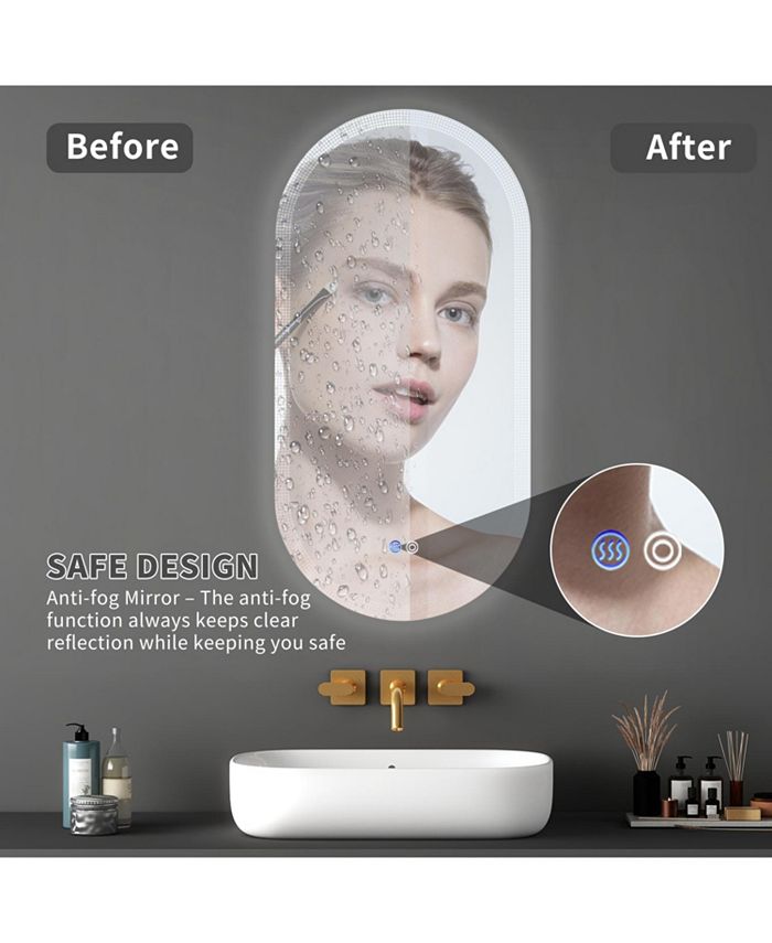 Simplie Fun 18 x 35 Inch SwitchHeld Memory LED Mirror, WallMounted