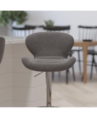 Quincy Adjustable Height Barstool Contemporary Bar Height Stool With Curved Back And Metal Base With Footrest