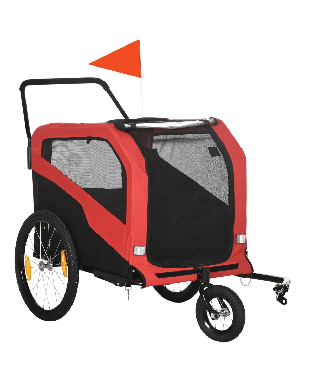2-in-1 Dog Bike Trailer Pet Stroller Carrier for Large Dogs with Hitch - Red