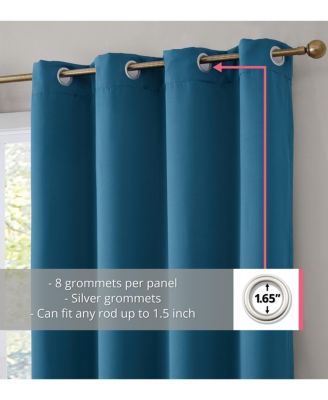 Dakota 100% Complete Blackout Lined Drapery with Double Layer Thermal Insulated Energy Efficient Window Curtain Grommet Panels, Set of 2