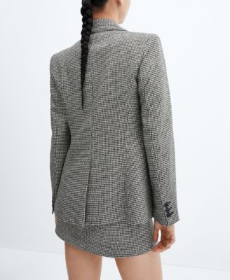 MANGO Women's Lapels Houndstooth Suit Blazer - Macy's