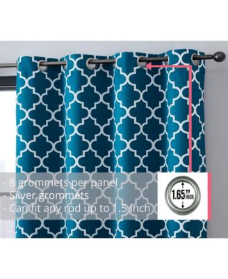 Lattice Print Drape Blackout Curtains Pattern - Weather Insulated Curtains, Sun Blocking Window Treatment Draperies for Living Room - Set of 2