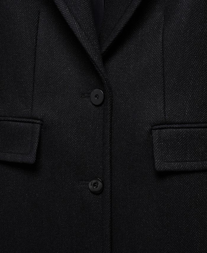 MANGO Women's Embossed Lapel Wool Coat Macy's