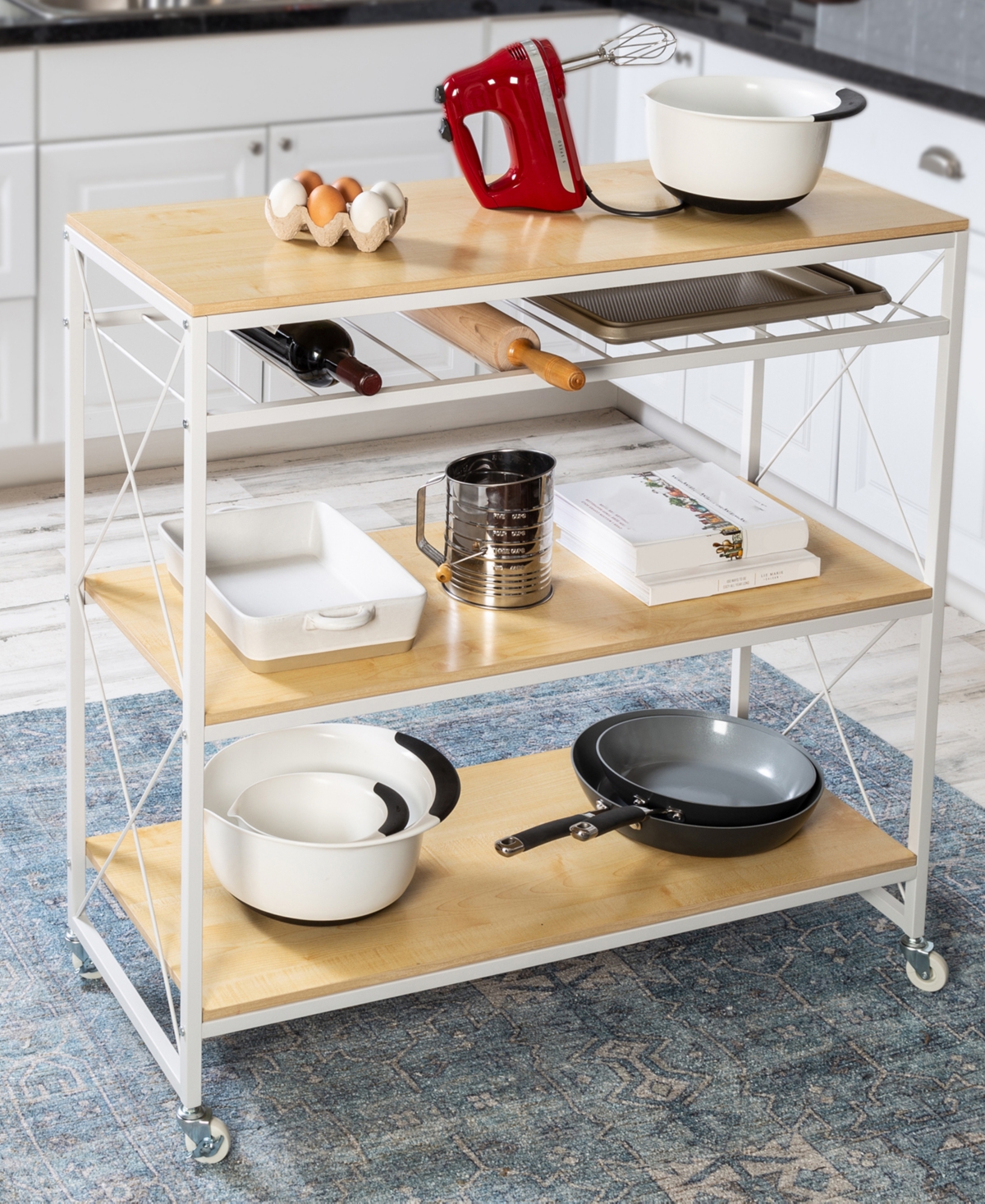 Shop Honey Can Do Rolling Kitchen Island In White