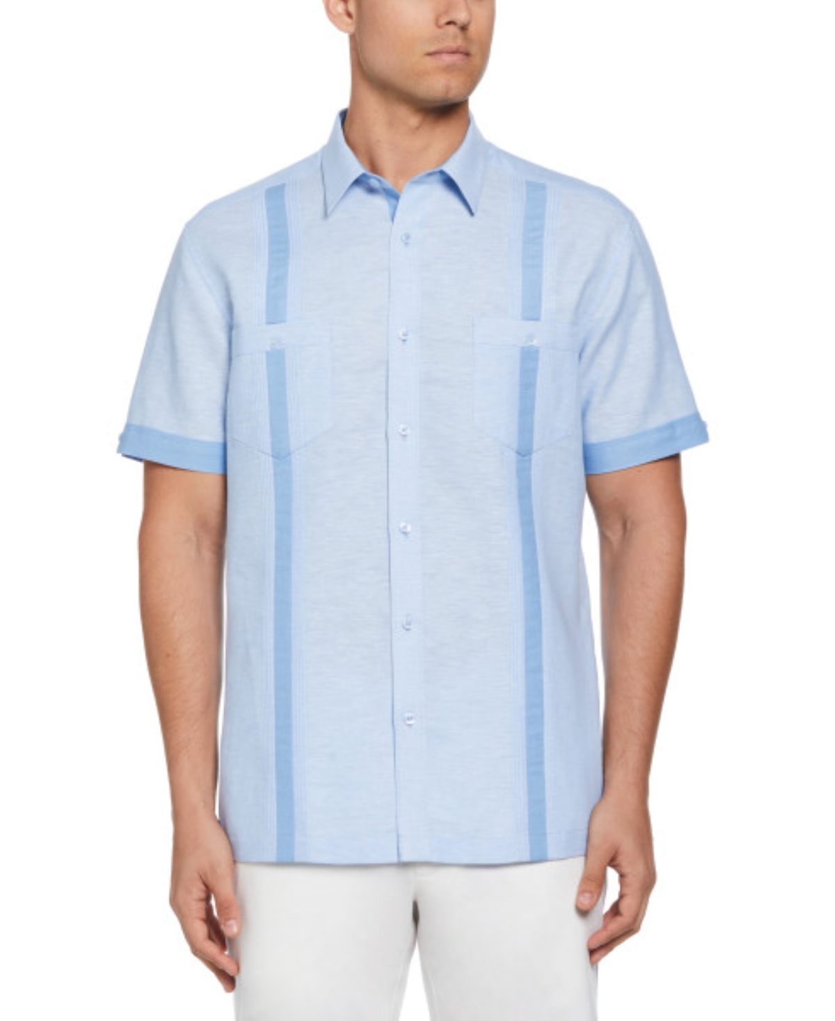 Cubavera Men's Cross-dyed Short-sleeve Pintucked Shirt In Della Robin