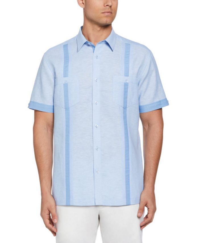 Cubavera Men's Cross-Dyed Short-Sleeve Pintucked Shirt - Macy's