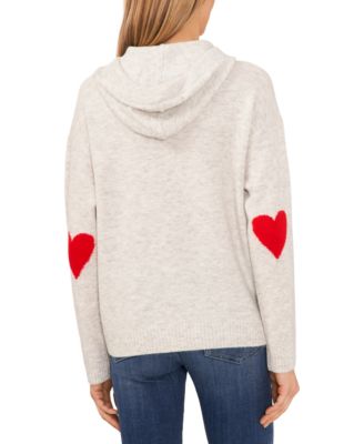 Women's Valentine's Crewneck Elbow Hearts Long-Sleeve Hoodie Sweater