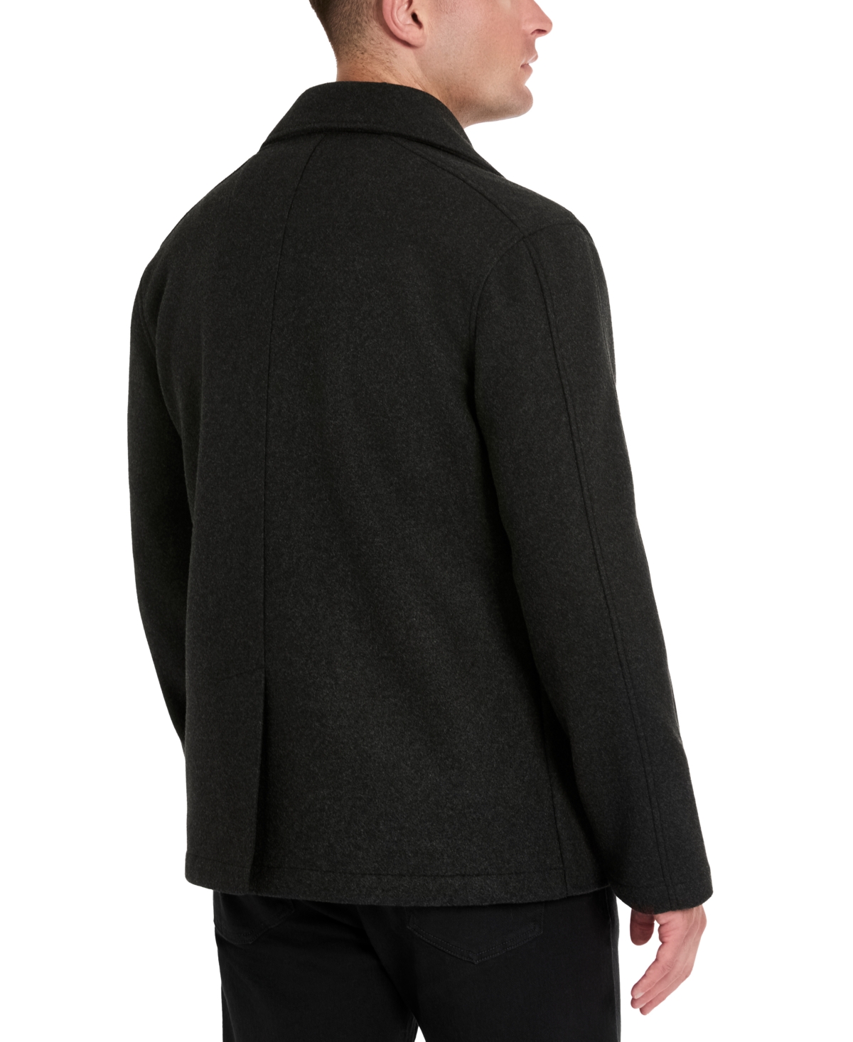 Shop Kenneth Cole Men's Double-breasted Peacoat In Charcoal