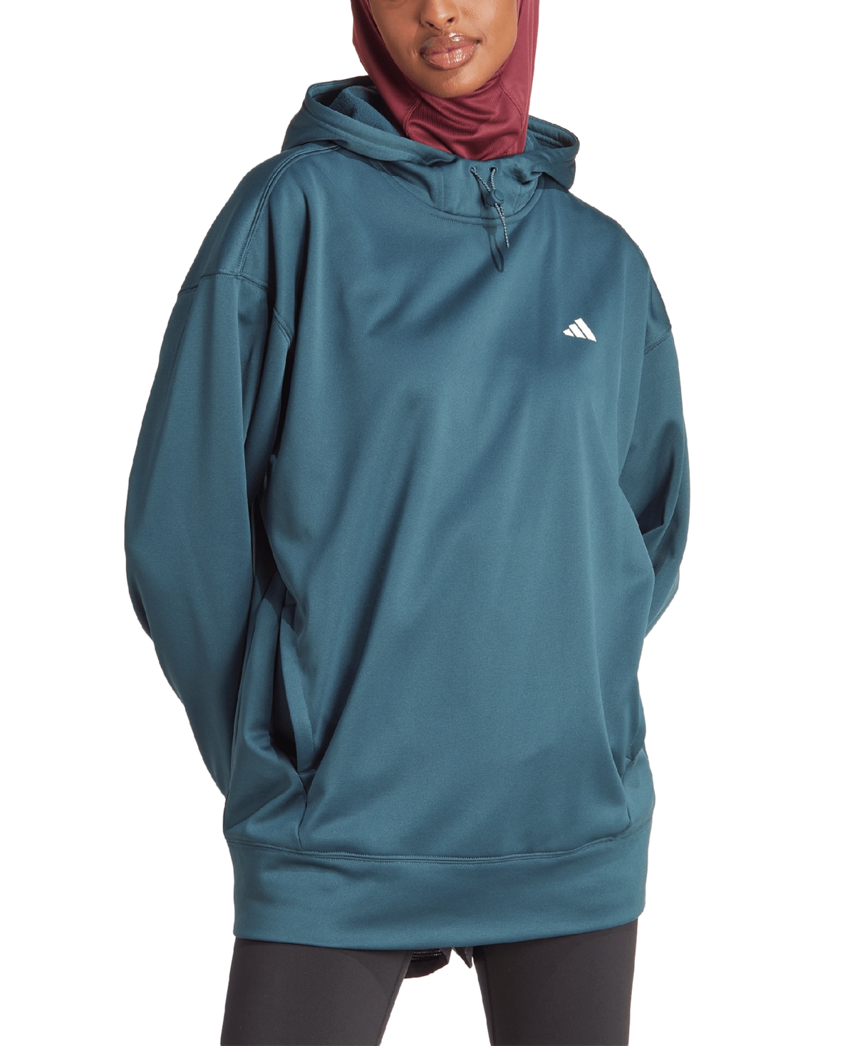 Women's Aeroready Game & Go Dropped-Shoulder Side-Pocket Hoodie - Arctic Night/white