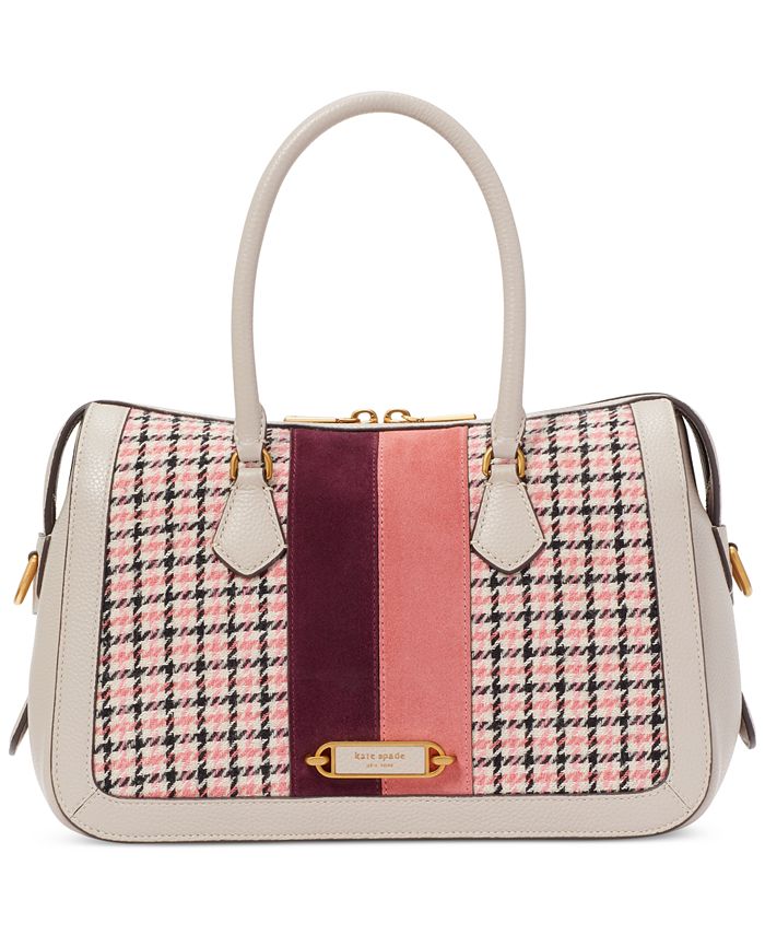 Gramercy large striped leather and best sale logo satchel