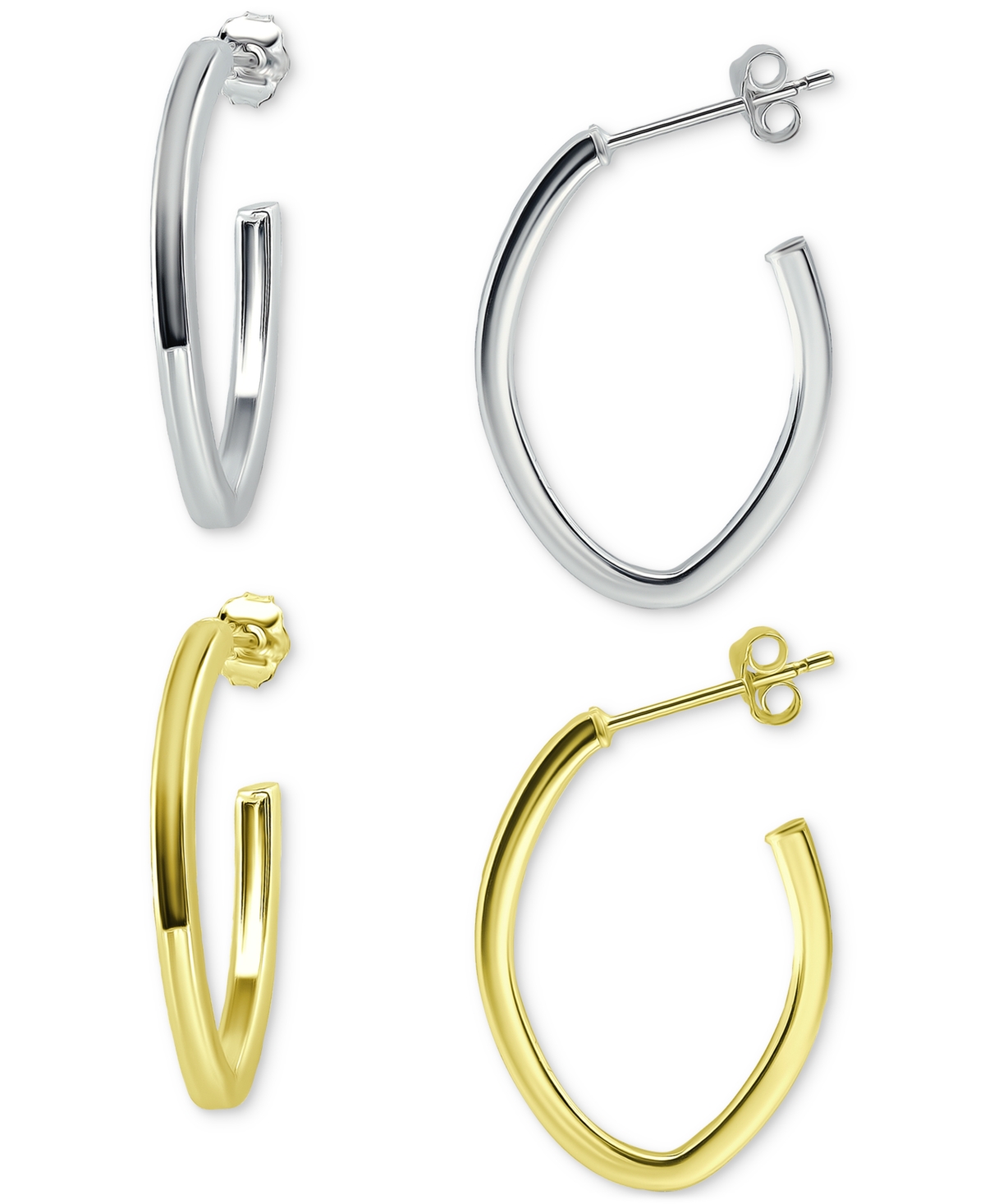 Giani Bernini 2-Pc. Set Polished Hoop Earrings in Sterling Silver & 18k Gold-Plate, 1