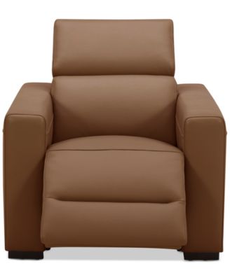 Nevio 39" Leather Power Recliner and Headrest, Created For Macy's