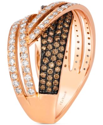 Chocolatier&reg; Chocolate Diamond & Vanilla Diamond Crossover Ring (1-1/2 ct. t.w.) in 14k Rose Gold