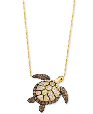 Le Vian - Chocolate Diamond & Nude Diamond Sea Turtle 20" Adjustable Pendant Necklace (1-1/4 ct. t.w.) in 14k Gold