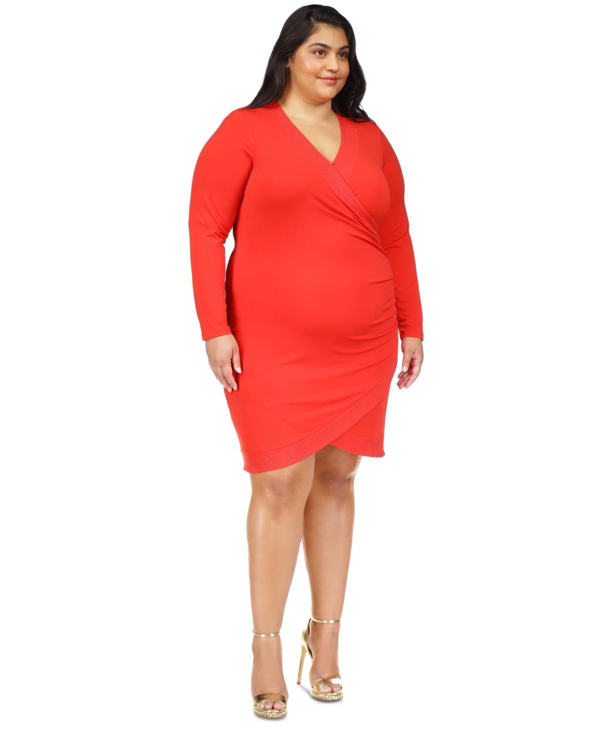 Michael Kors Michael  Trendy Plus Size Rhinestone-mini Dress In Crimson