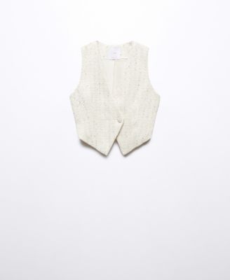 Women's Jewel Button Tweed Vest