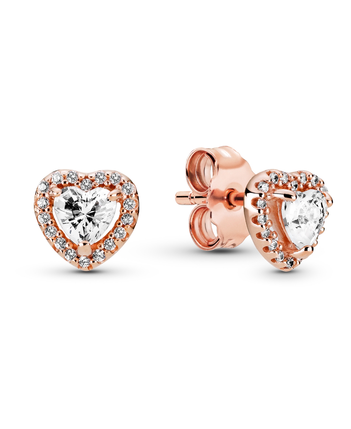 Pandora Sparkling Elevated Heart Stud Earrings In Rose Gold