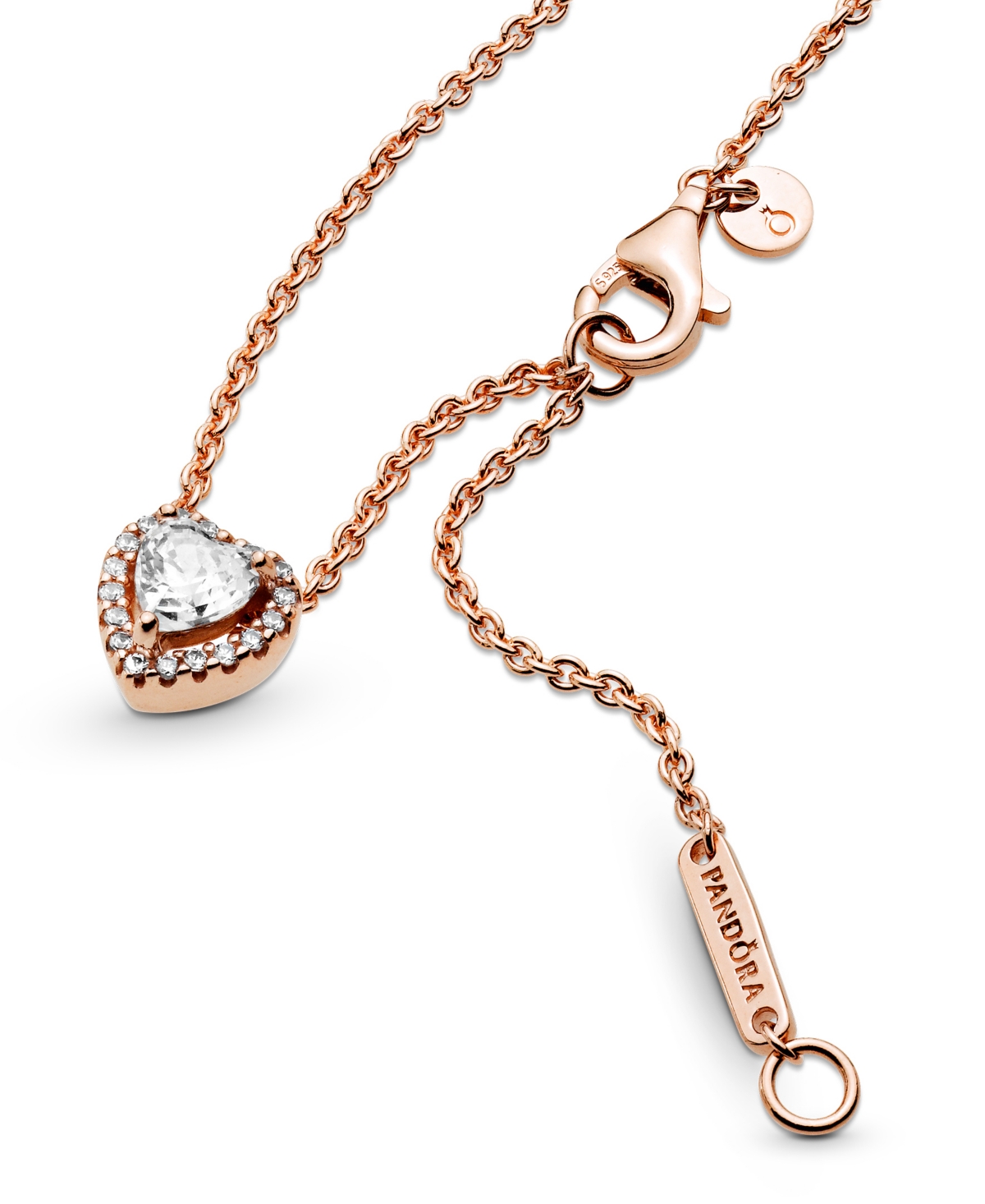 Pandora Timeless 14k Rose Gold-plated Sparkling Cubic Zirconia Heart Collier Necklace In Rose Gold
