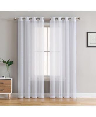 HLC.ME 2 Piece Semi Sheer Voile Window Curtain Drapes Grommet Panels for Bedroom, Living Room & Kids Room - White