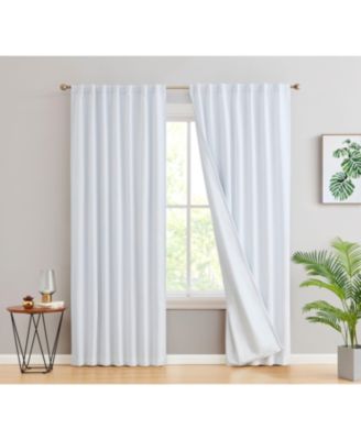 Hamilton 100% Complete Blackout Lined with Heavy Double Layer Thermal Insulated Energy Smart Rod Pocket Back Tab Window Curtains, Set of 2