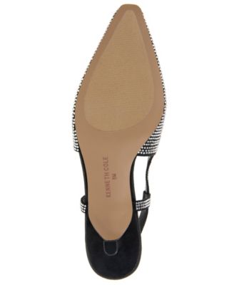 Women's Martha Crystals Kitten Heel Sling Back Pumps