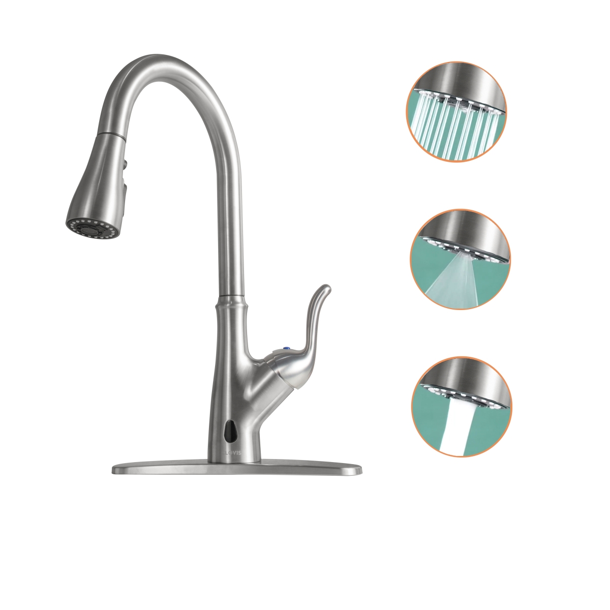 Pull Down Touchless Single Handle Kitchen Faucet - Silver