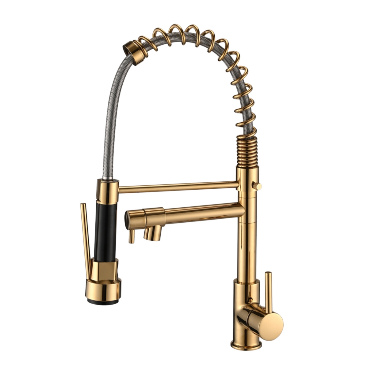 Commercial Pull Down Kitchen Sink Faucet Single Handle Modern Kitchen Faucets - Gold