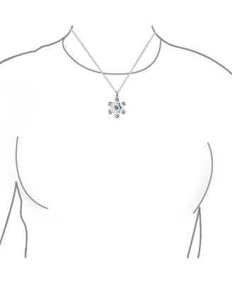 Frozen Winter Holiday Party Ice Blue Christmas Snowflake Star Pendant Necklace For Sterling Silver