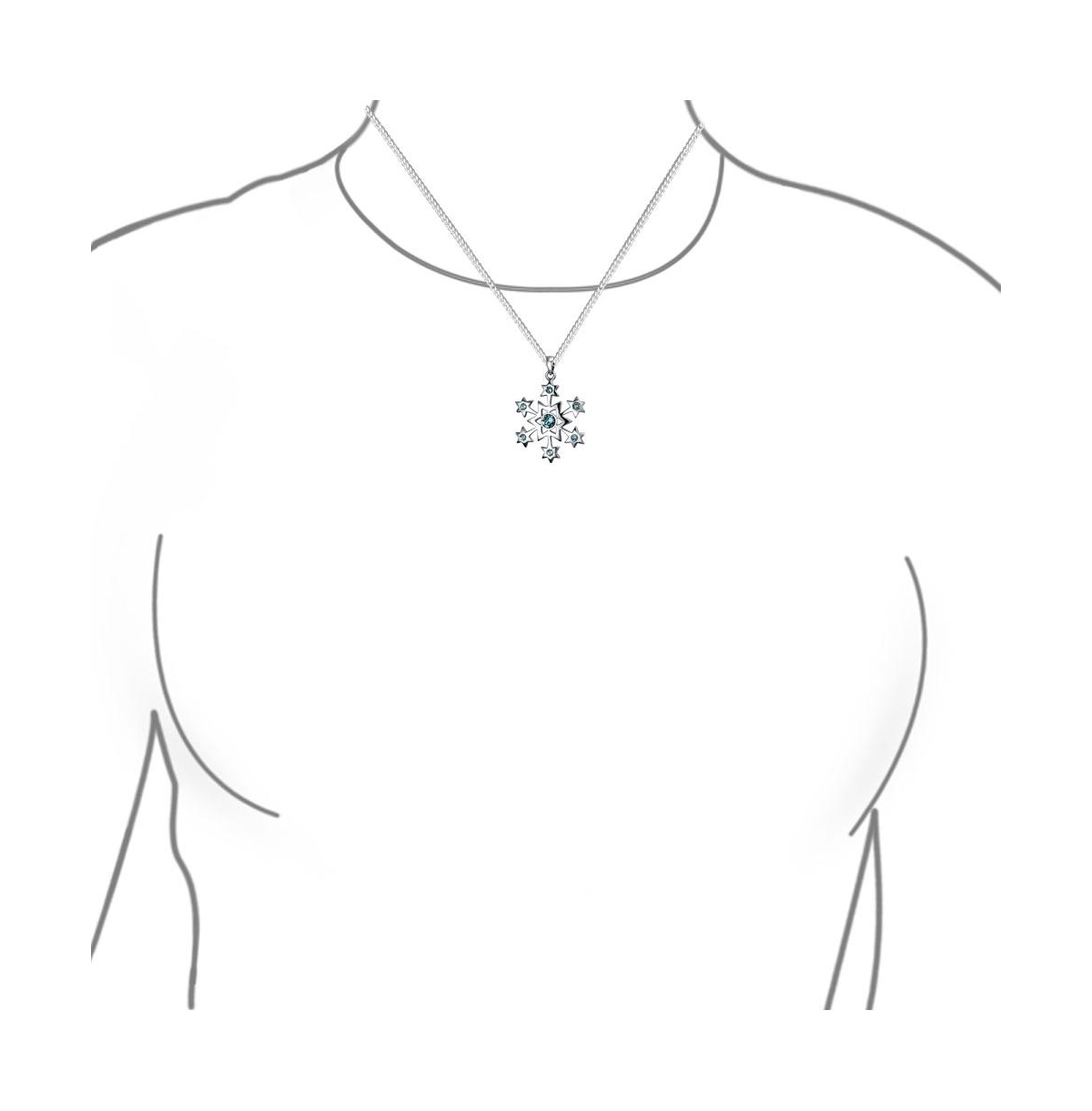 Bling Jewelry Frozen Winter Holiday Party Ice Blue Christmas Snowflake Star Pendant Necklace For Women For Sterling Silver