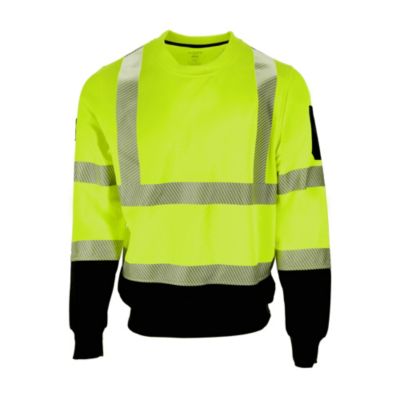 Men's HiVis Crewneck Sweatshirt with Reflective Tape - High Visibility Safety Pullover