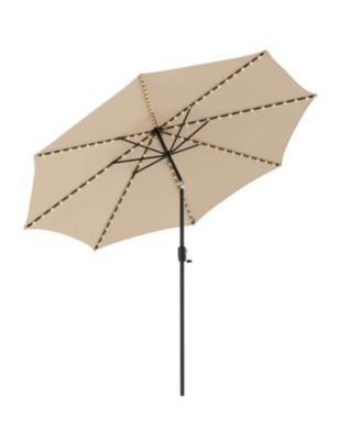 10 Feet Patio Umbrella with 112 Solar Lights and Crank Handle