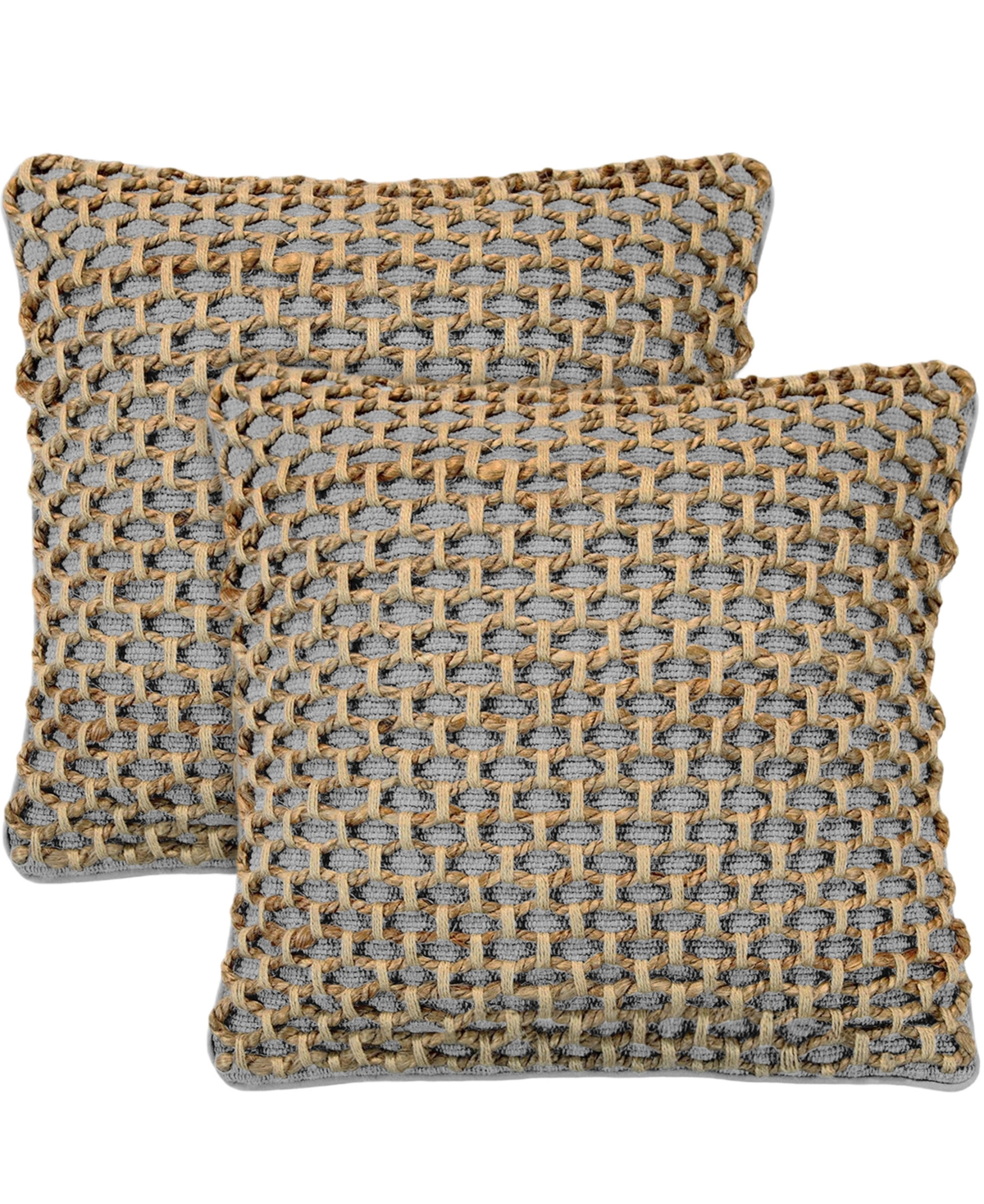 Boho Living Jada Jute Decorative Pillows 2 Piece Set, 20" X 20" In Gray