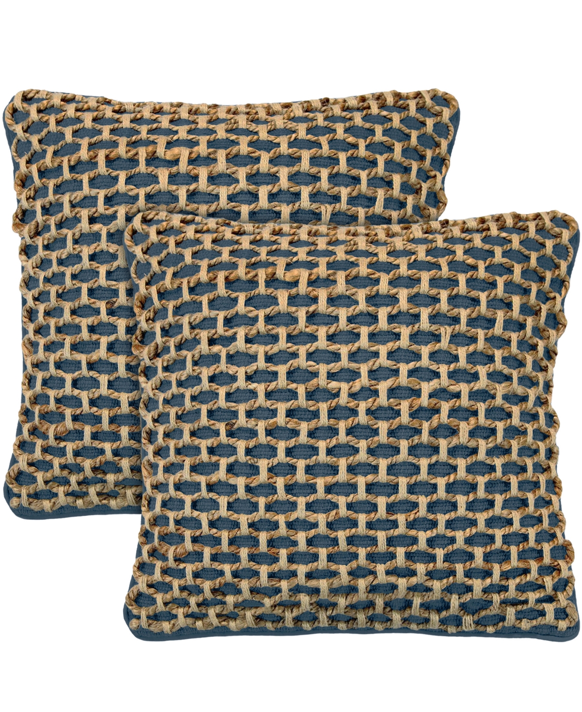 Boho Living Jada Jute Decorative Pillows 2 Piece Set, 20" X 20" In Indigo