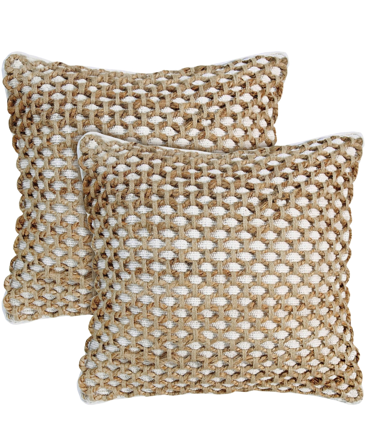 Boho Living Jada Jute Decorative Pillows 2 Piece Set, 20" X 20" In White