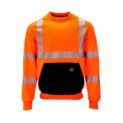 Men's HiVis Crewneck Sweatshirt - High Visibility Work Pullover, Warm Safety Sweatshirt