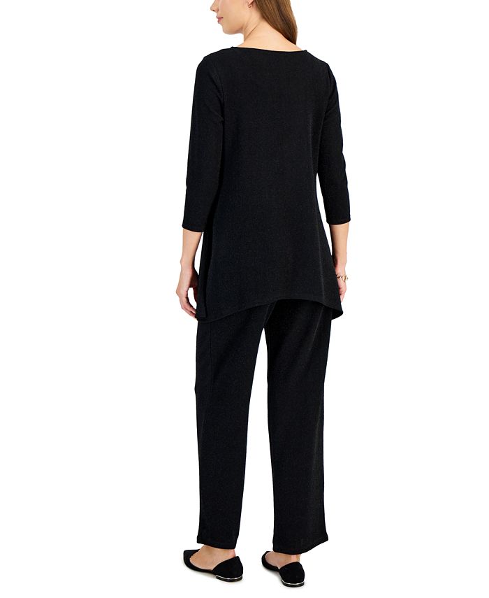 JM Collection Women's New Shine Relaxed Top & Wide-Leg Pants, Created ...