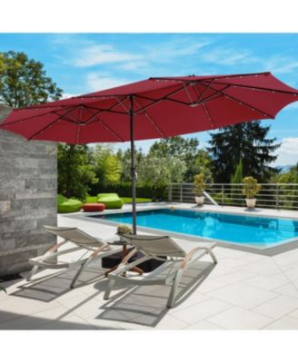 Double-Sided Patio Umbrella with 48 LED Lights for Evening Outdoor Shade