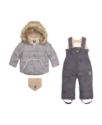 Baby Boy Two Piece Baby Snowsuit Grey With Arctic Friends Print Macy s