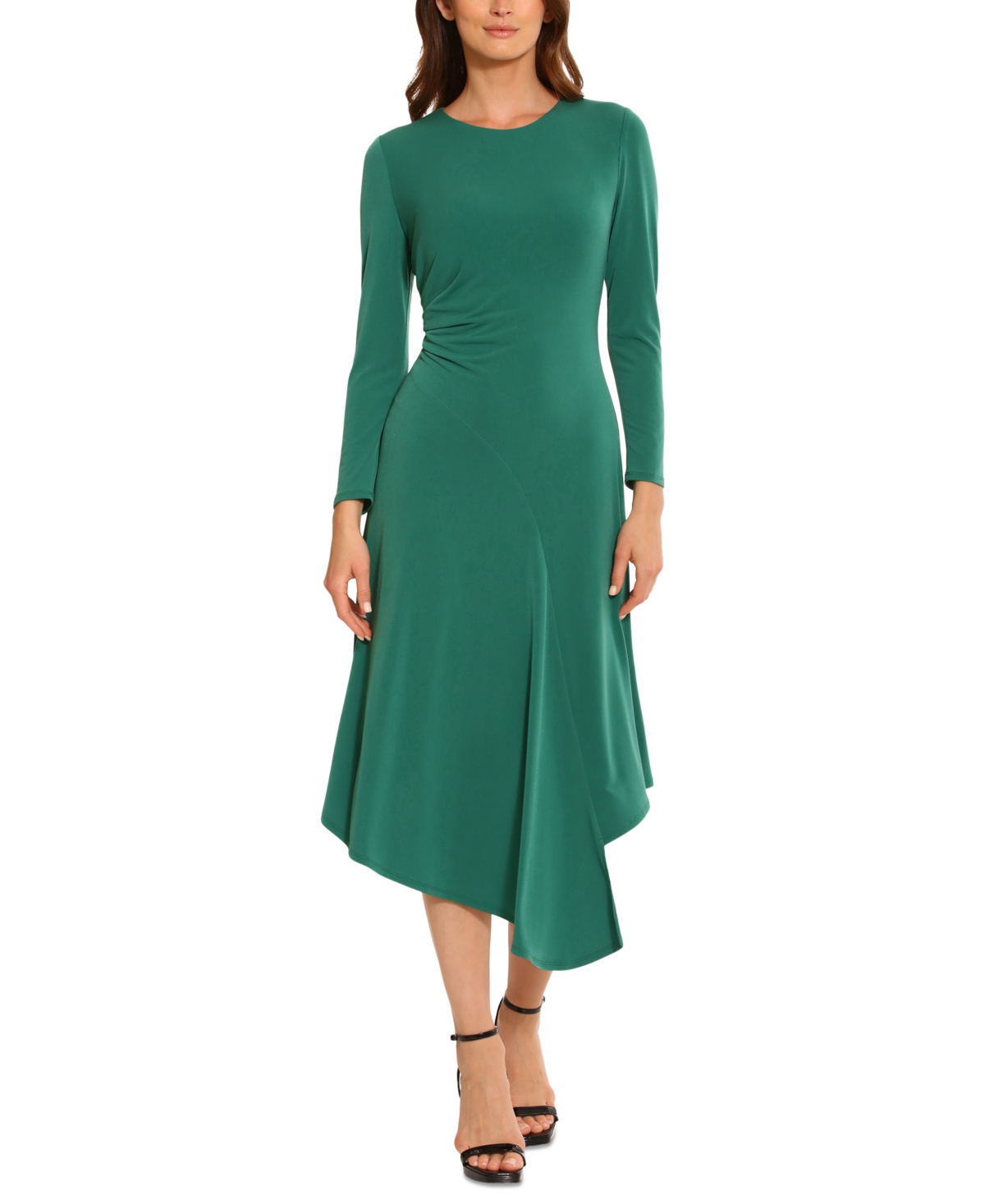 Women's Matte Jersey Asymmetrical Dress - Evergreen
