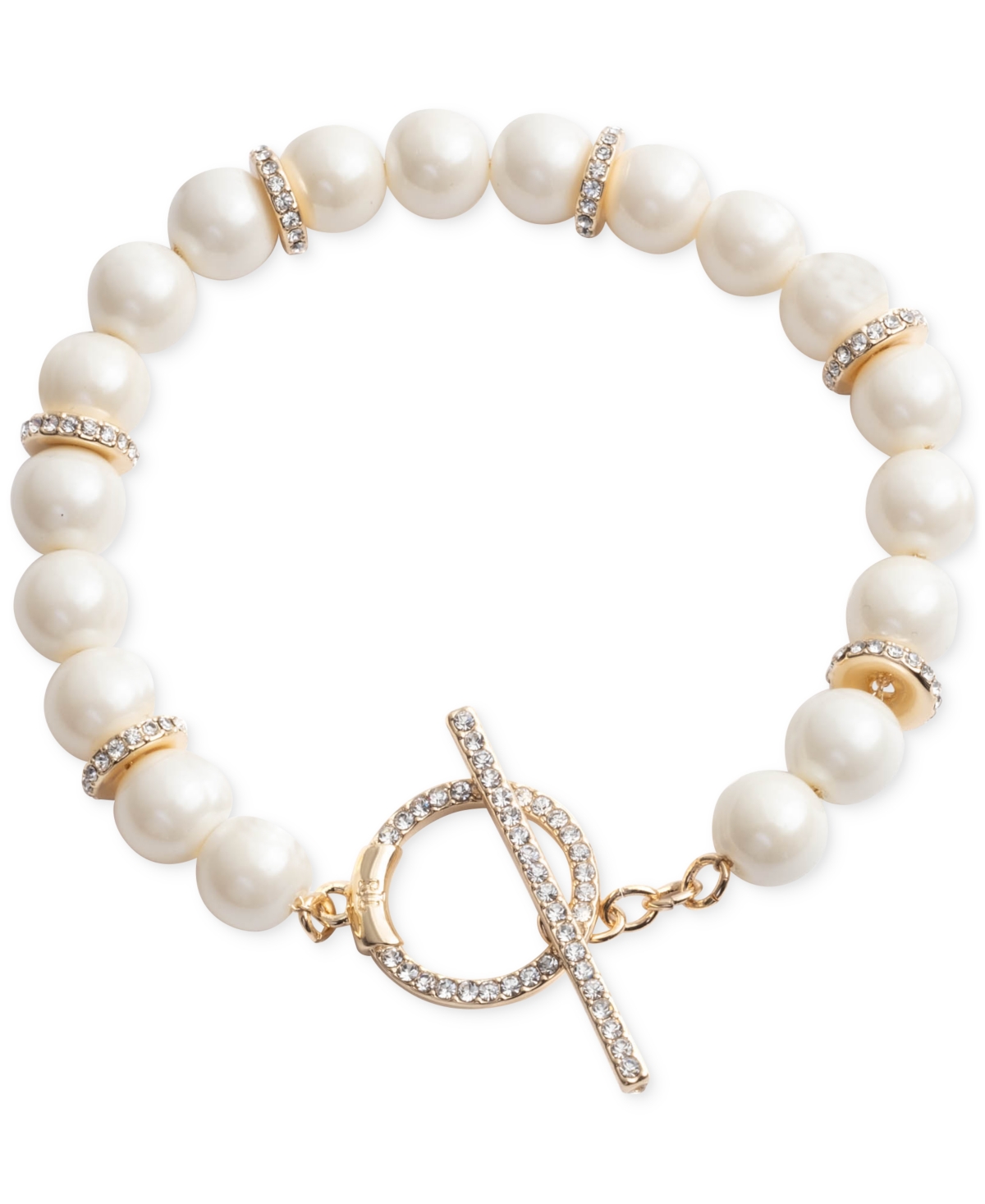 Lauren Ralph Lauren Pave & Imitation Pearl Beaded Flex Bracelet In White