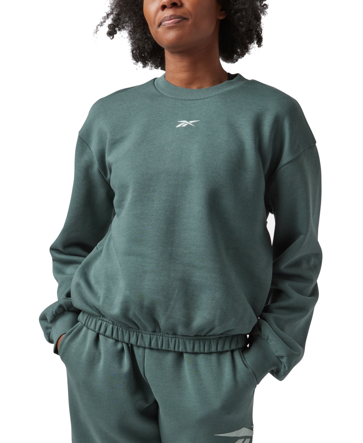 Reebok Women's Back Vector Fleece Sweatshirt, A Macy's Exclusive In Chalkgrn