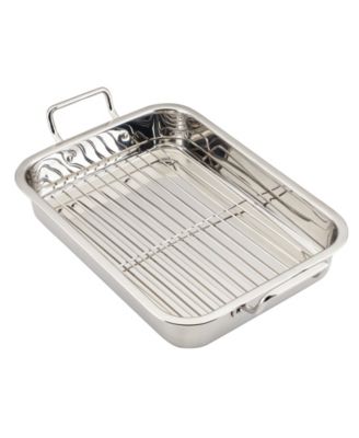 Classic Series Stainless Steel 17" x 12.25" Roaster with Rack
