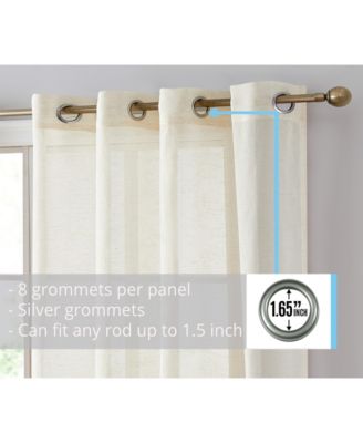 Sierra Burlap Flax Linen Semi Sheer Privacy Light Filtering Transparent Window Grommet Thick Curtains Panels, Set of 2